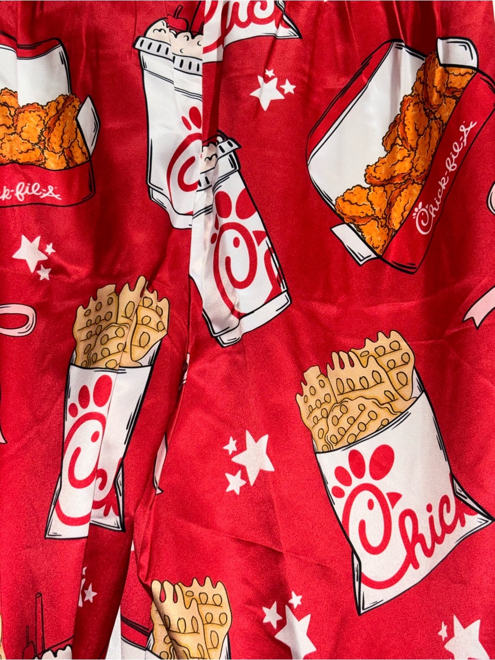 SHESHOW Chick-fil-A Satin Pajama Set Red Long Sleeve Pants NWT - Picture 5 of 9